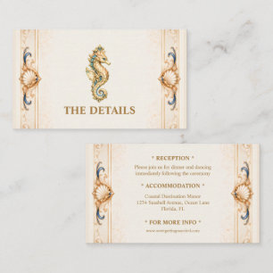Seahorse vintage nautical wedding beach enclosure card
