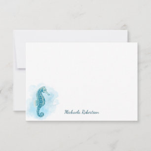 Seahorse Watercolor Ocean Personalised Card