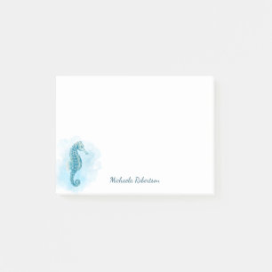 Seahorse Watercolor Ocean Personalised Post-it Notes