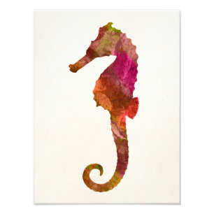 Seahorse Watercolor Silhouette Sea Horse Pink Photo Print