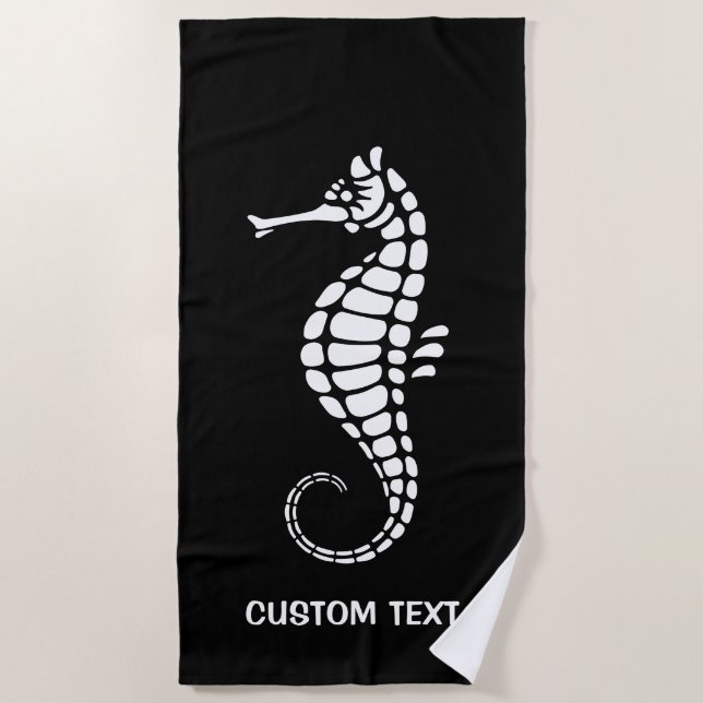 Seahorse White Beach Towel (Front)