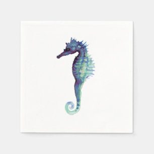 Seahorse white decorative paper napkins purple