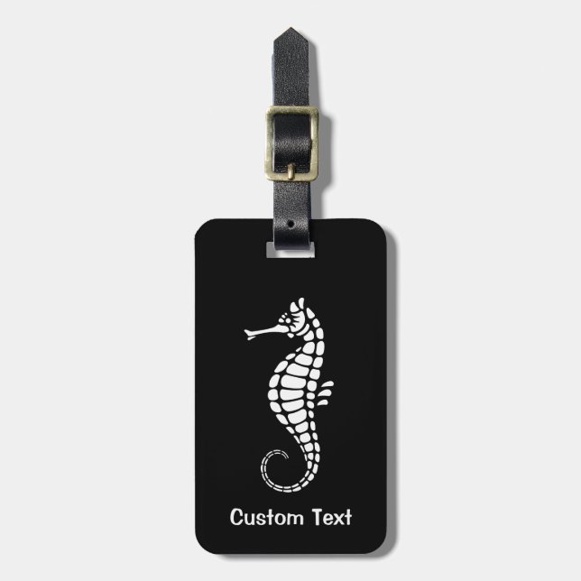 Seahorse White Luggage Tag (Front Vertical)