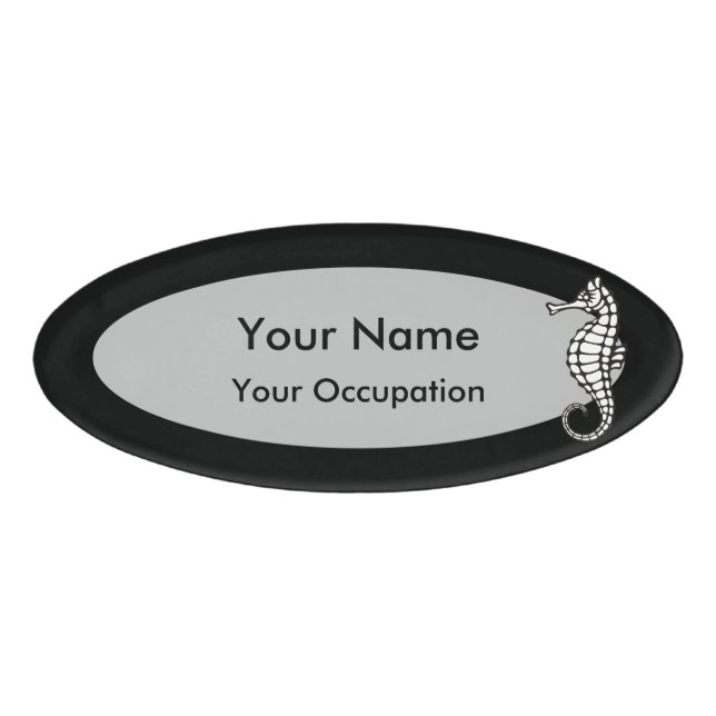 Seahorse White Name Tag (Front)