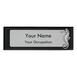 Seahorse White Name Tag