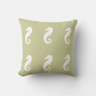 SEAHORSE WHITE on GREY pillow