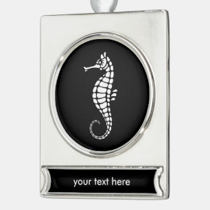 Seahorse White Silver Plated Banner Ornament