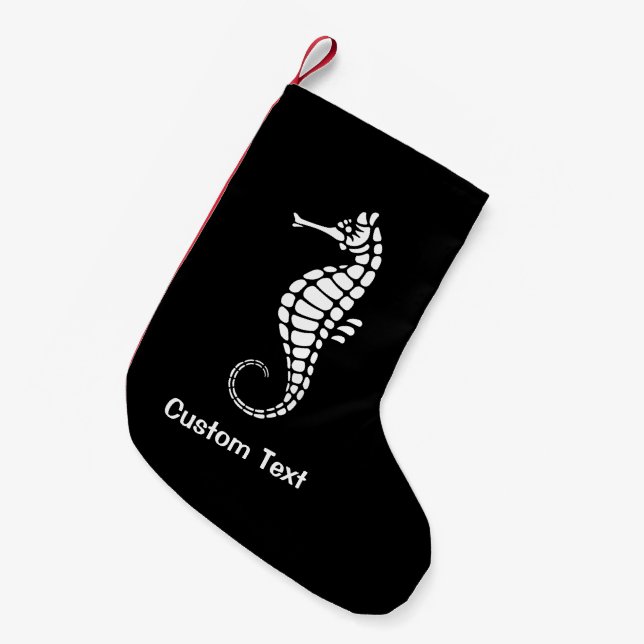 Seahorse White Small Christmas Stocking (Front (Hanging))