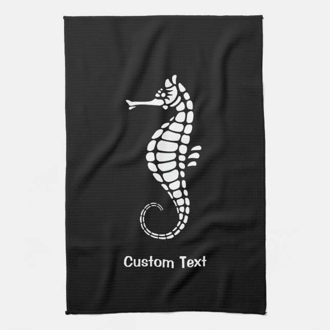 Seahorse White Tea Towel (Vertical)