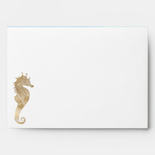 Seahorse with Watercolor Lining Wedding Envelope
