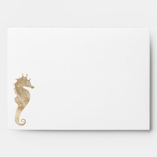 Seahorse with Wave Lining Wedding Envelope (Front)