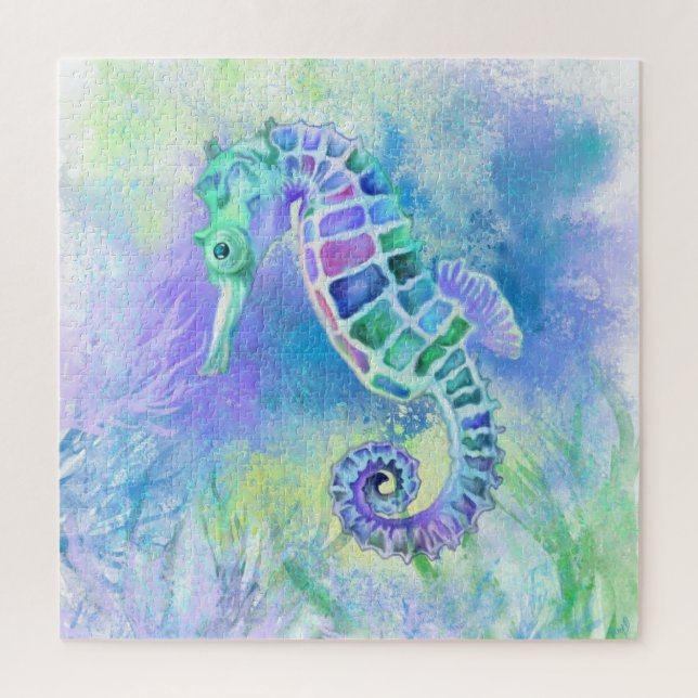 Seahorse -  Wonderful Underwater Life - Drawing  Jigsaw Puzzle (Vertical)