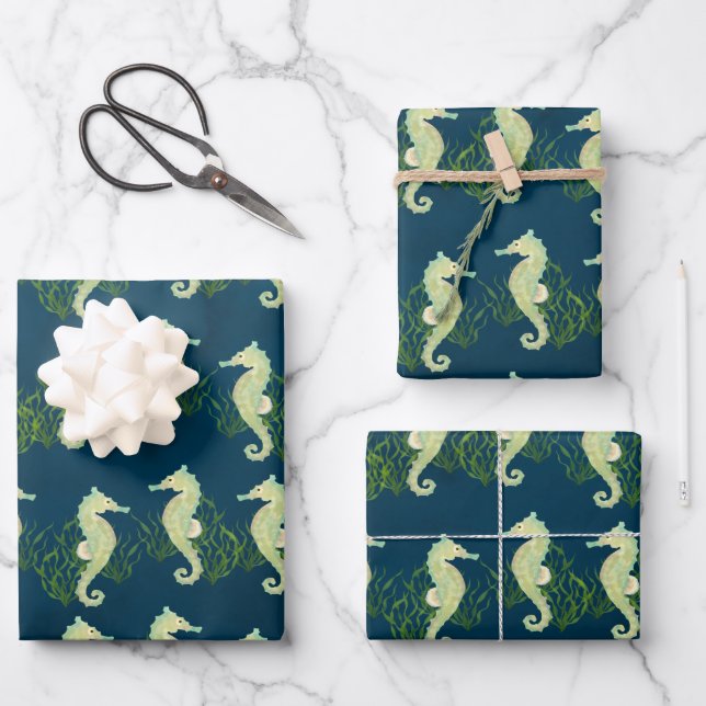 Seahorse Wrapping Paper Sheets (Front)