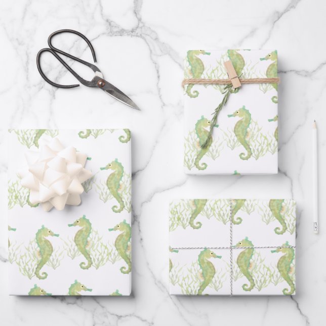 Seahorse Wrapping Paper Sheets (Front)