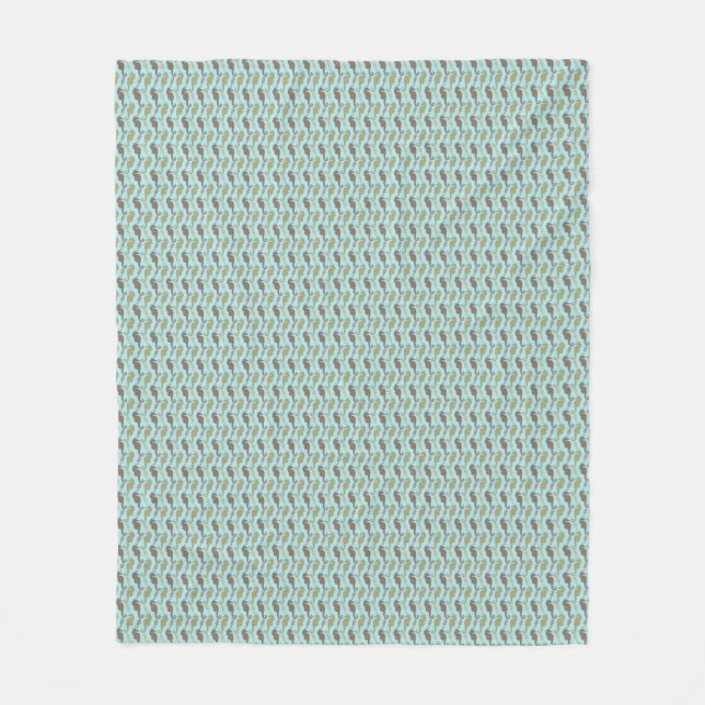 Seahorse Zigzag Pattern Aquamarine Fleece Blanket (Front)