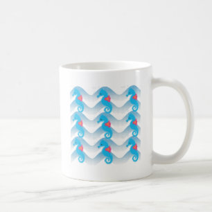 Seahorses And Blue Waves Pattern Coffee Mug