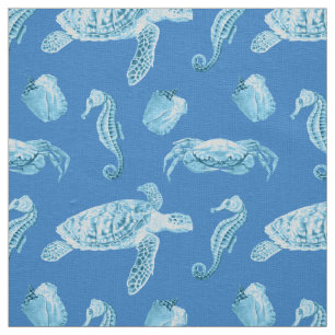 Seahorses and Sea Turtles Fabric
