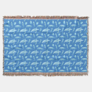 Seahorses and Sea Turtles Throw Blanket