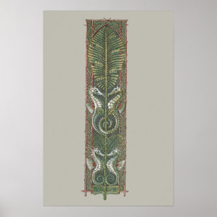 Seahorses and Seaweed, Vintage Art Nouveau Poster