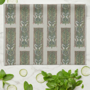 Seahorses and Seaweed, Vintage Art Nouveau Tea Towel