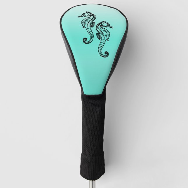 Seahorses Aqua Golf Head Cover (Front)