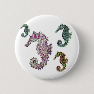 Seahorses Art by LeahG 6 Cm Round Badge