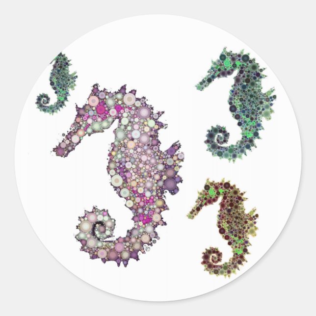 Seahorses Art by LeahG Classic Round Sticker (Front)