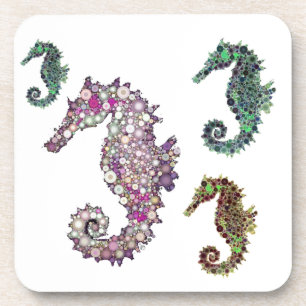 Seahorses Art by LeahG Coaster