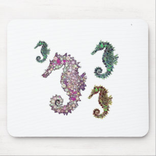 Seahorses Art by LeahG Mouse Mat