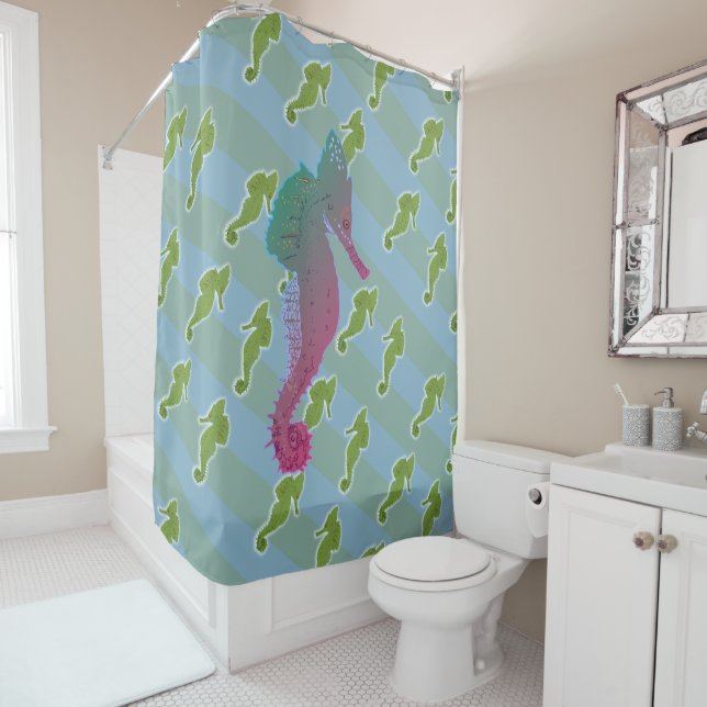 Seahorses art Shower Curtain (In Situ)