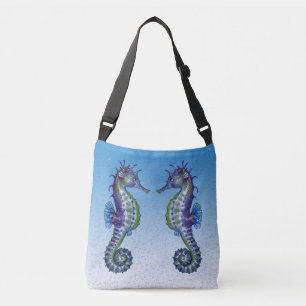 seahorses blue drops crossbody bag