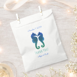 Seahorses Blue Green Beach Wedding Favour Bags