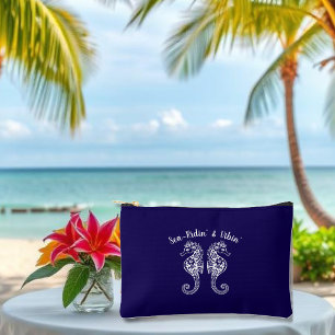 Seahorses-Fisherman Core-Hawaiian-Beach-Blue Accessory Pouch