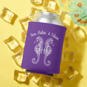 Seahorses-Fisherman Core-Hawaiian-Purple Can Cooler