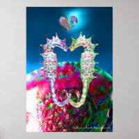 SEAHORSES IN LOVE AND PINK BLUE MOTHER OF PEARL