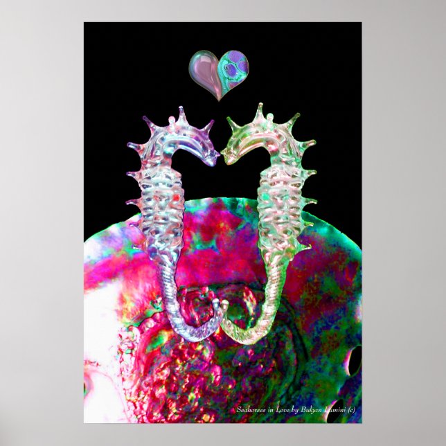 SEAHORSES IN LOVE AND PINK MOTHER OF PEARL POSTER (Front)