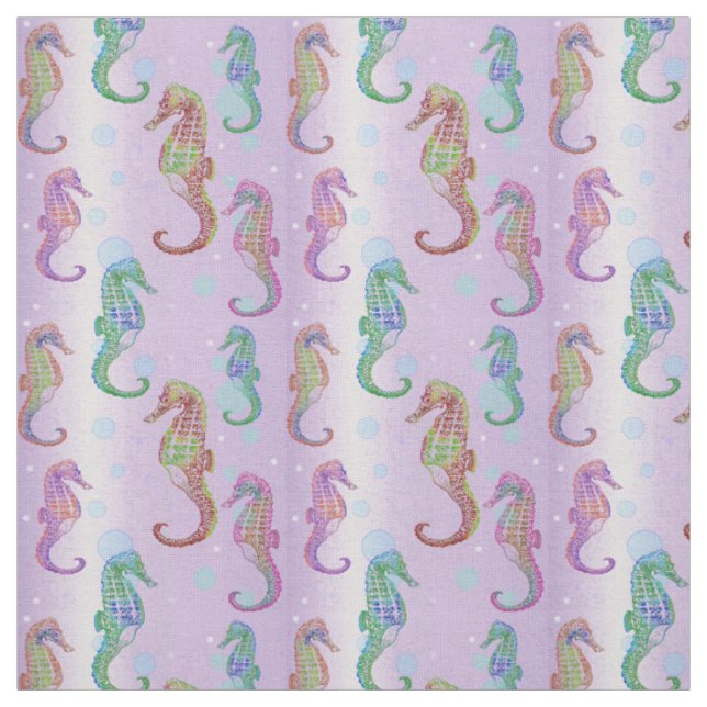 Seahorses in Mauve Fabric (Swatch)
