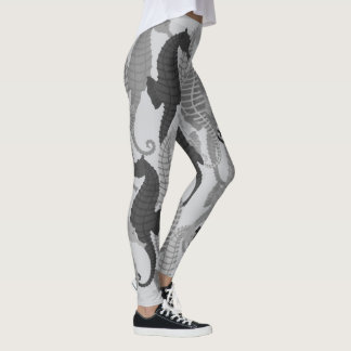 Seahorses in Shades of Grey - Leggings