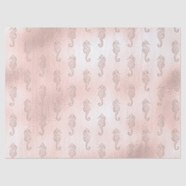 Seahorses on Pink Decoupage Tissue Paper (Front)