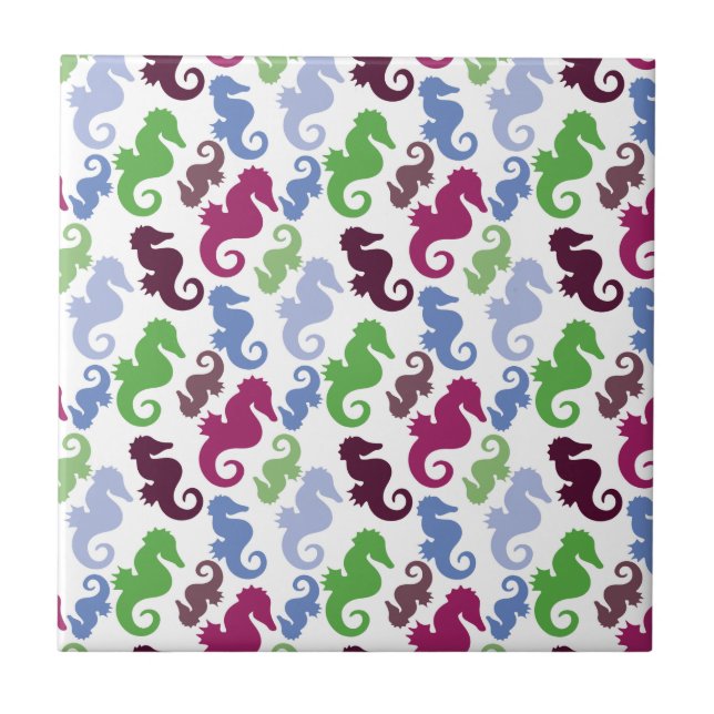 Seahorses Pattern Nautical Beach Theme Gifts Tile (Front)