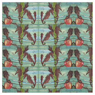 seahorses print fabric