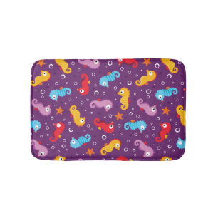 Seahorses Seamless Pattern Bath Mat