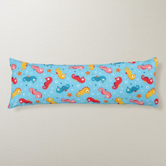 Seahorses Seamless Pattern Body Cushion (Front)