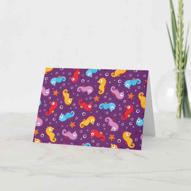 Seahorses Seamless Pattern Card (Front)