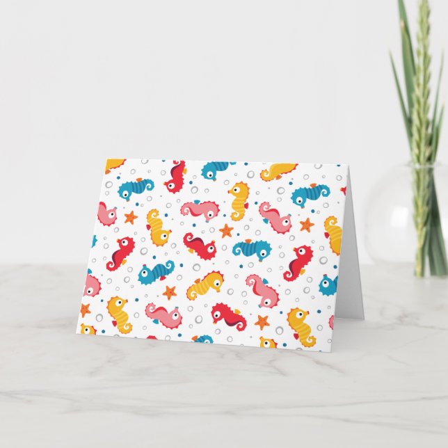 Seahorses Seamless Pattern Card (Front)