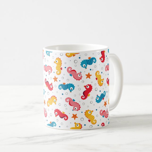 Seahorses Seamless Pattern Coffee Mug (Front Right)