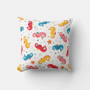 Seahorses Seamless Pattern Cushion