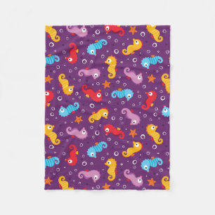 Seahorses Seamless Pattern Fleece Blanket