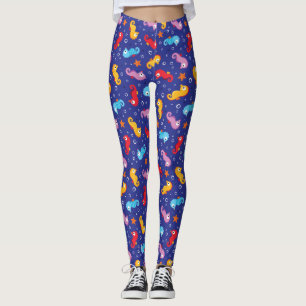 Seahorses Seamless Pattern Leggings