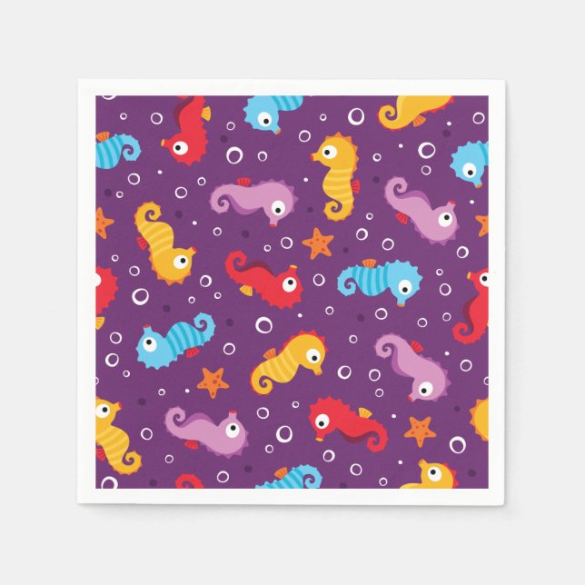 Seahorses Seamless Pattern Napkin (Front)